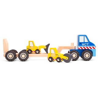 Car transporter with 2 construction vehicles
